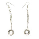 Silver Metal Crystal Hook Earrings 1.5cmx7.5cm (MH026)(Start From 30 Units)-Free Shipping