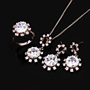 White Gold Cubic Zircon Ring Pendant + Earring Set (GG1214) (Start From 6 Units)