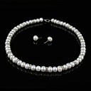 14k 8.5 - 9mm AA White Freshwater Pearl 2 Piece Set with Silver Bead