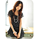 Polka-Dot Chiffon Dress Top Black (XJQZ002)