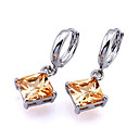 White Gold Square Cubic Zircon Drop Earring (ERS002-Yellow) (Start From 3 Units)