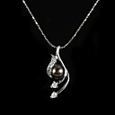 Sterling Silver Black AA FW Pearl Pendant Necklace (LQS023) (Start from 6 units) Free shipping