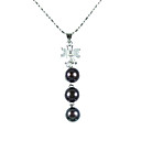 Sterling Silver Black AA FW Pearl Pendant Necklace (LQS016)