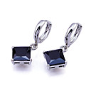 White Gold Square Cubic Zircon Drop Earring (ERS002-Black) (Start From 3 Units)