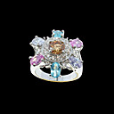 lucente anello multi color cz in argento 925 (szy006) (a partire da 36 unità)
