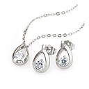 Platinum Cubic Zirconia Necklace and Earring Set - CZ Jewelry Set SYX-0369 (SZY281)