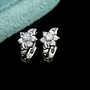 Platinum Cubic Zirconia Flower Stud Earring - CZ Earring EYX3-0096 (SZY427)