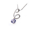 Fashion Purple Cubic Zirconia Pendant - Sterling Silver Necklace 10706 (SZY721)