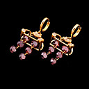 Stylish Totebag Shape CZ Loop Earring - Cubic Zirconia Earring 71126 - 03 Pink (SZY683)