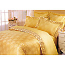 4pcs regina 100% cotone jacquared e ricamare lenzuola comforter set (sbc116)