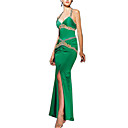 trompette / sirène bretelles spaghetti-parole longueur comme en satin de soie tenue de soirée / robe