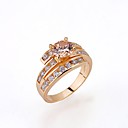 18K Gold Plated Cubic Zirconia Channel Ring - Cubic Zirconia Ring 81026-48 Champagne (SZY1008)