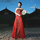 Elegant Halter Sleeveless Ankle-length Brocade Cheongsam / Qipao / Chinese Dress (HGQP130)