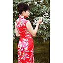 Stehkragen ärmellose knielangen Seide Cheongsam / Qipao / chinesisch Kleid (hg038)