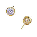 18K Gold Plated Sparkle CZ Earring Stud-CZ Earring 90216-17 (SZY1360)
