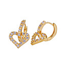 Plaqué or 18k coeur liens cz-cz earring boucle d'oreille 90220-35 (szy1499)