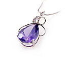 Sterling Silver Fashion Big CZ Drop Pendant-Sterling Silver Necklace 11026 (SZY1542)