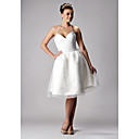 2009 Style Ball Gown Halter Knee-length Sleeveless Satin Organza Wedding Dresses for Bride (WGY0026)