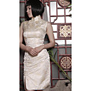 Stehkragen ärmellose knielangen Seidentapeten Satin Cheongsam / Qipao / chinesisch Kleid (hgqp164)