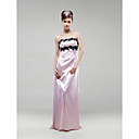 Sheath/ Column Strapless Floor-length Elastic Silk-like Satin Bridesmaid/ Wedding Party Dress