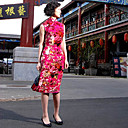 Stehkragen ärmellose knielangen Seidensamt Cheongsam / Qipao / chinesisch Kleid (hgqp169)
