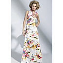 Sheath / Column V-neck Floor-length Printed Art Silk Dress On Sale / Evening Dress (OFGC0212)