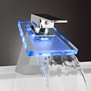 seule cascade chrome levier conduit la robinetterie de lavabo de salle de bains (0599-qh0802f)