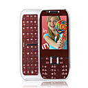E75 Style Dual Card Tri Band Flashlight QWERTY Keypad Metal Cover Slide Cell Phone Silver and Red (2GB TF Card)