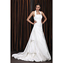 A-Linie/Princess-Linie Neckholder Kapelle Zug Taft-wedding Kleid mit beaded appliques