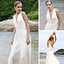 A-line V-neck Sweep/Brush Train Pearl Satin Quick Delivery/ Evening/ Prom Dress (OFGC0261)