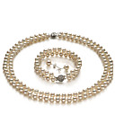 Grade A 6-7mm Fresh Water White Pearls Necklace And Bracelet Set