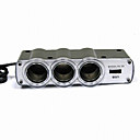 1 to 3 Car Cigarette Socket Adaptor Splitter USB Outlet(TRA232)