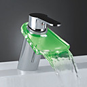 Color Changing LED Waterfall Bathroom Sink Faucet (Chrome Finish)