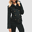 Hip Belted Military Wool Pea Coat Women's Coat (A7061-4140)
