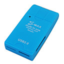 s-max all-in-1 USB 2.0 SDHC SD / MMC / MMC rm / tf / ms / ms micro (m2) lettore di schede (blu)
