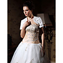 Short Sleeve Satin Applique Bridal Jacket/ Wedding Wrap