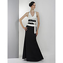 Trumpet/Mermaid Halter Floor-length Satin Bridesmaid/Wedding Party Dress