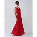 A-line V-neck Floor-length Chiffon Bridesmaid/ Wedding Party Dress (HSX124)