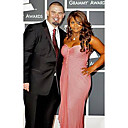 Sheath/ Column Sweetheart Ankle-length Sleeveless Chiffon/ Elastic Satin Ruffles Grammy Dress (FSH0616)