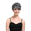 capless kurzen hochwertigen synthetischen natürlichen Look grau mit weißer Perücke glattes Haar (ms159)