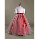 Ball Gown V-neck Floor-length Satin Organza Flower Girl Dress