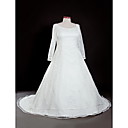 A-line Square Chapel Train Lace Plus Size Wedding Dress