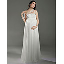 Sheath/ Column One Shoulder Floor-length Chiffon Over Satin Maternity Wedding Dress