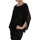 100% Silk Embroidery Loose Long Sleeves Round Neckline Women's Tops(4202BC108-0736)