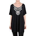 ricamo trafitto decorazione maniche corte sciolto magliette / t-shirt donna (8502bd002-0736)