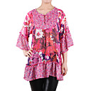 geplooide afgedrukt chiffons blouse / Damesbloezen (4202bd003-0853)
