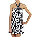 listras navy uma linha de colete vestido folhos / vestidos de mulheres (ff-1801bd005-0789)