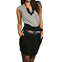 Self-belt Puff Small Flowers Skirt / Women's Skirts (FF-8201BE021-0497)