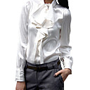 stand kraag franje versieren knoopsluiting lange mouwen shirt / vrouwen shirts (ff-4201be104-0736)
