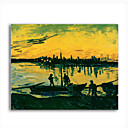 Stretched Canvas Handmade Unloading at Arles,1888 Painting  by Vincent Van Gogh  0192-YCF103204